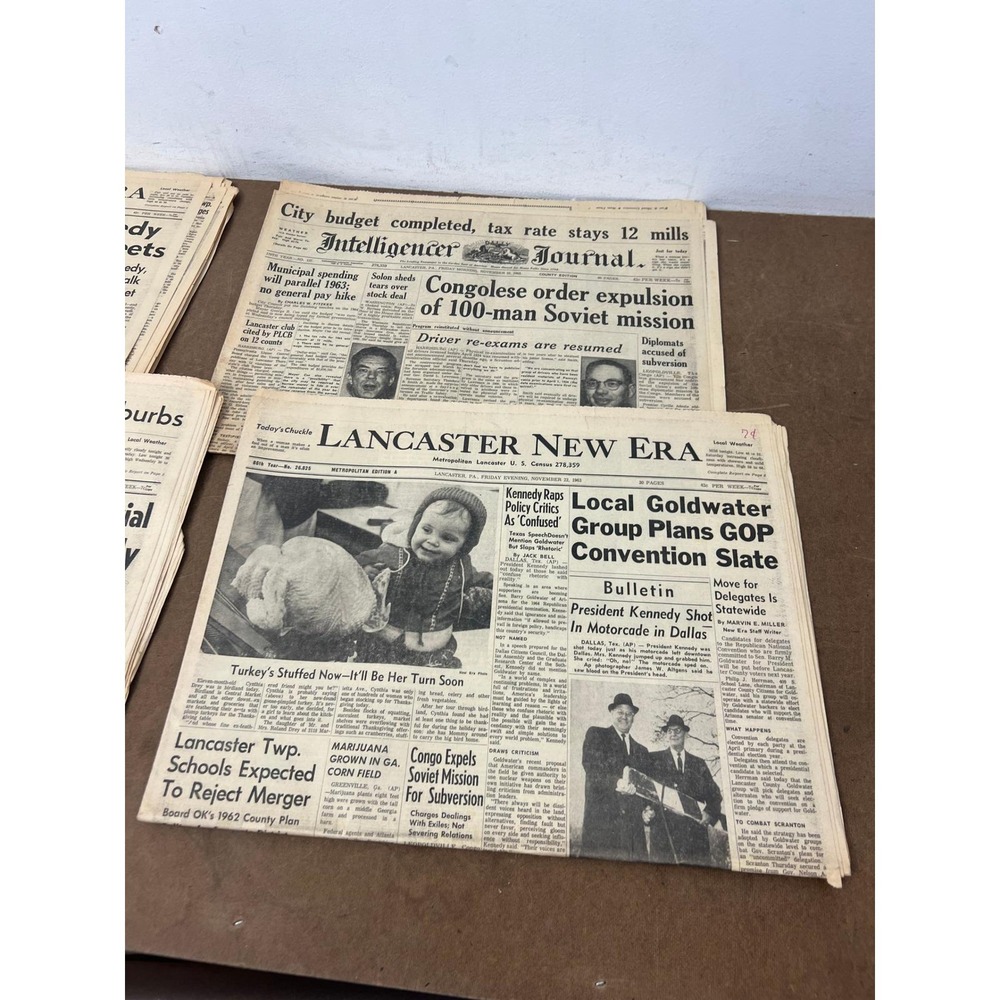 1963 Lancaster PA Newspaper Lot JFK Assassination Intelligencer Journal New Era - Picture 4 of 16